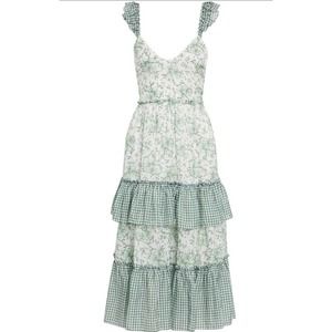 Cami Nyc Woman Angela Gingham-Floral Cotton And Silk-Blend Midi Dress